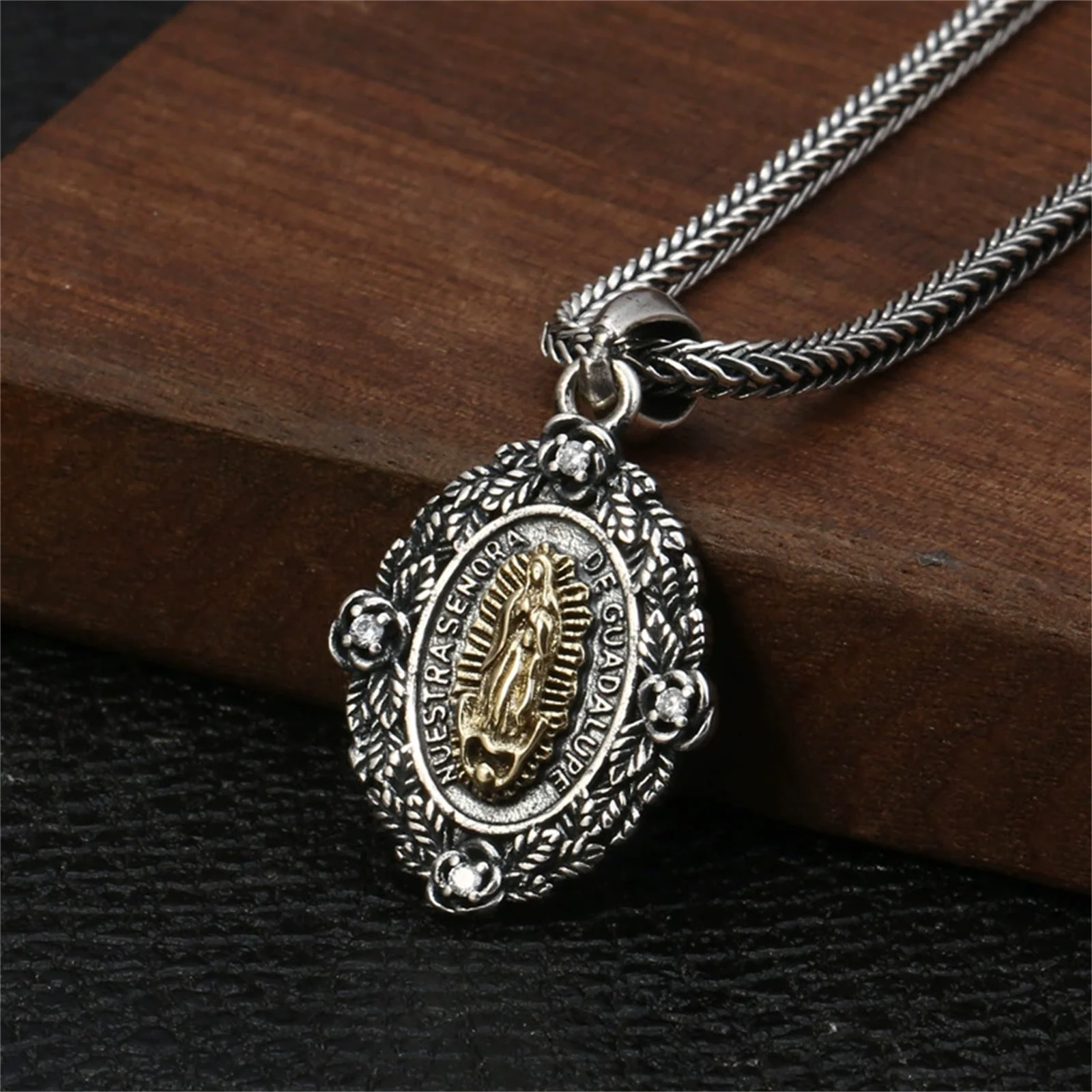 

Our Lady of Guadalupe Real Sterling Silver 925 Pendant Mexican Patron Saint Virgin Mary Catholic Jewelry for Men Women