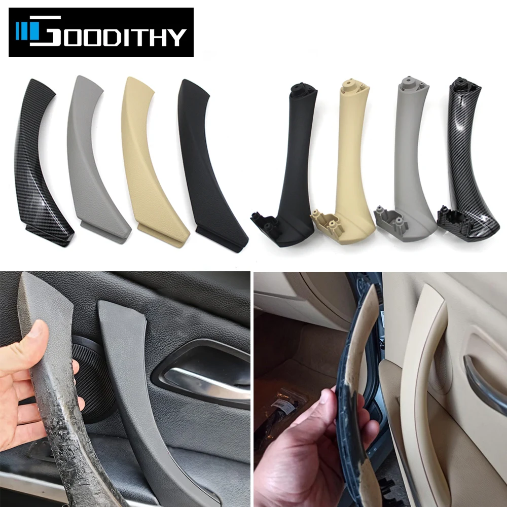 Beige Black Gray Carbon Left Right Car Inner Handle Interior Door Panel Pull Trim Cover E90 E91 E92 316 318 320 325 328i