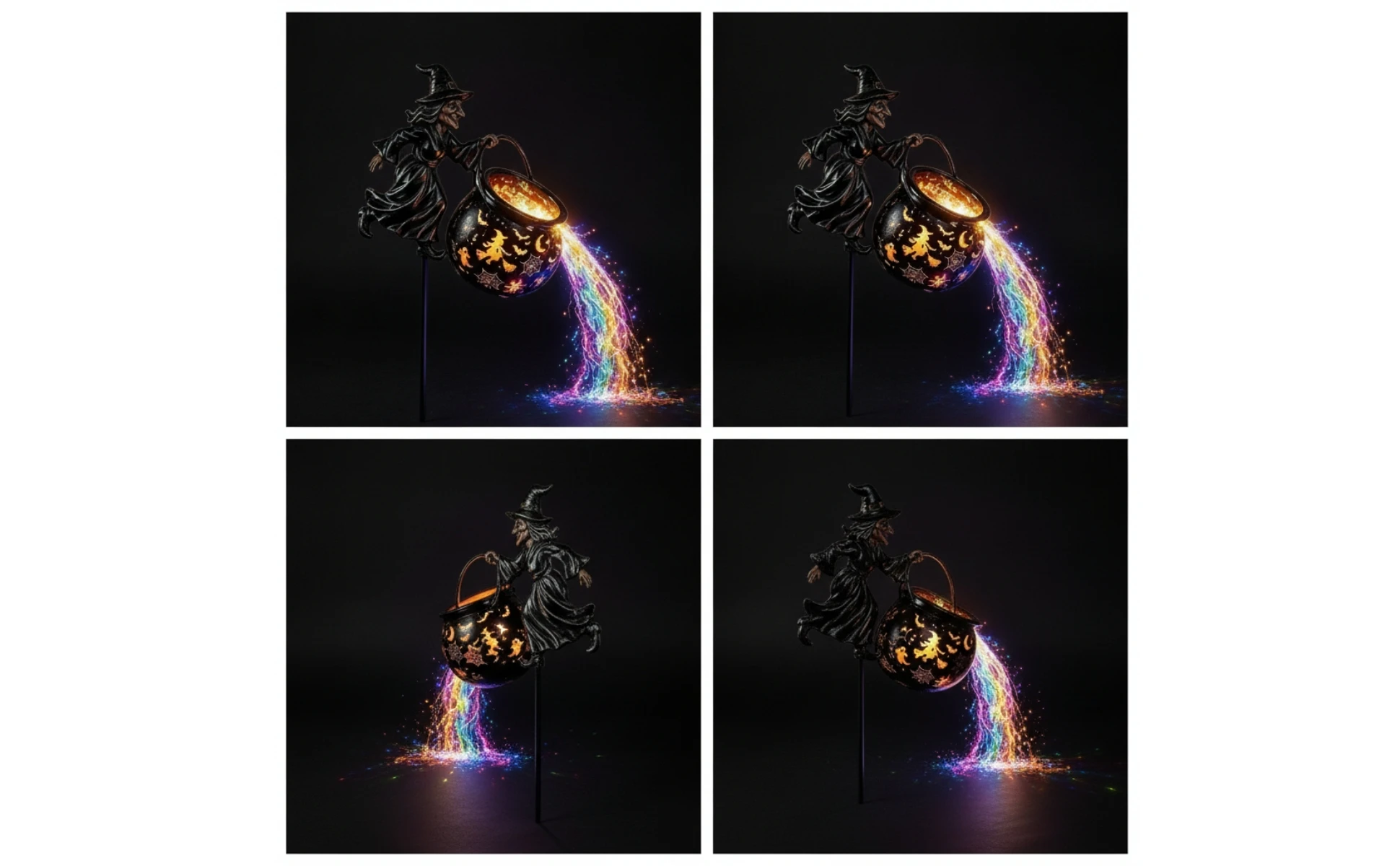 Halloween Witch Cauldron-Style Pot Garden Light Outdoor Halloween Witch Decor with Stake Garden Light with Stake Illuminated