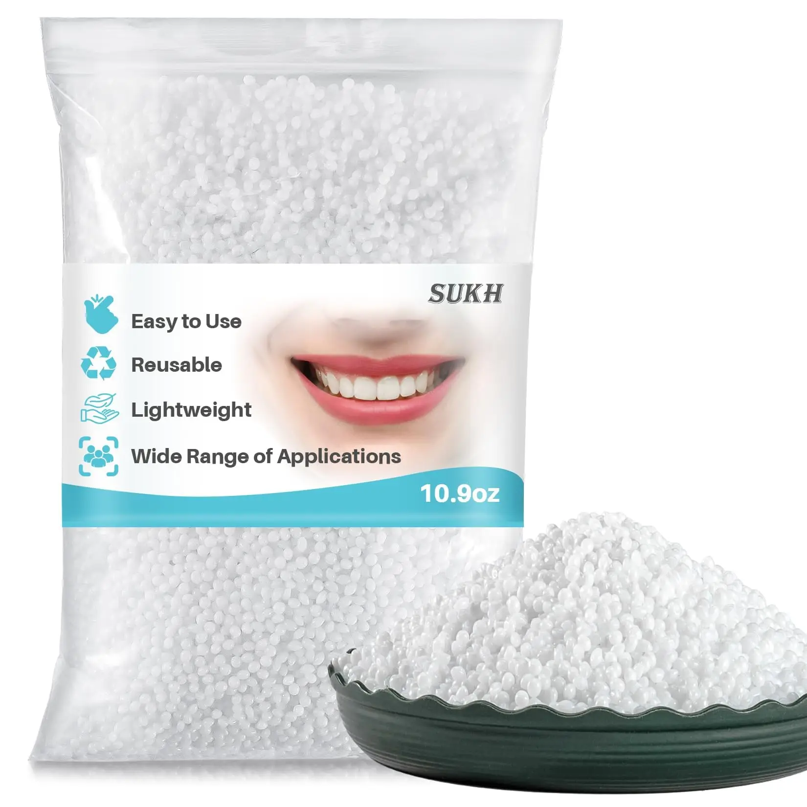 Sukh 10.9oz Moldable False Teeth Beads - Tooth Repair Kit,Repair Thermoplastic Beads,Plastic Pellets for DIY Tooth Filling,Halloween Vampire Teeth Fangs Ideal for Chipped, Cracked