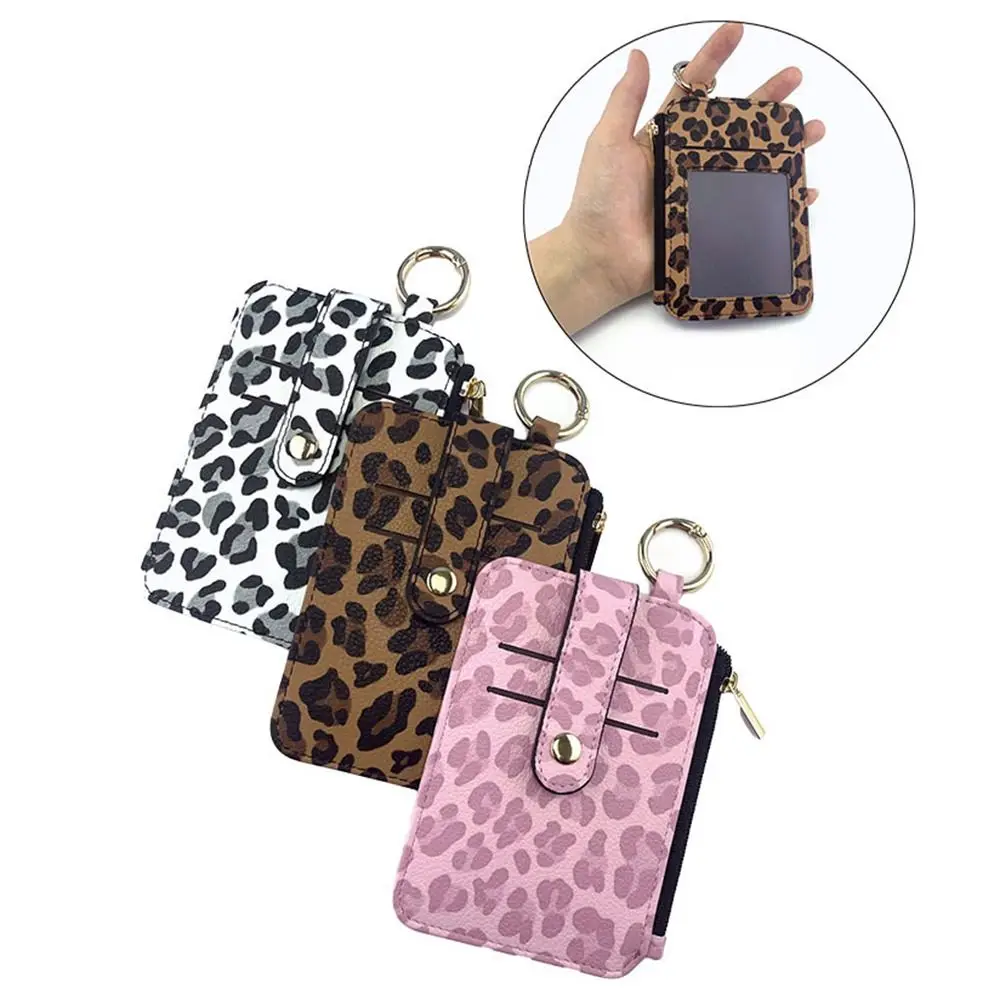 

Fashion Leopard Print Credit Cards Holder PU Leather Multi-function Mini Coin Pocket Slim Korea Style Waist Bag Travel