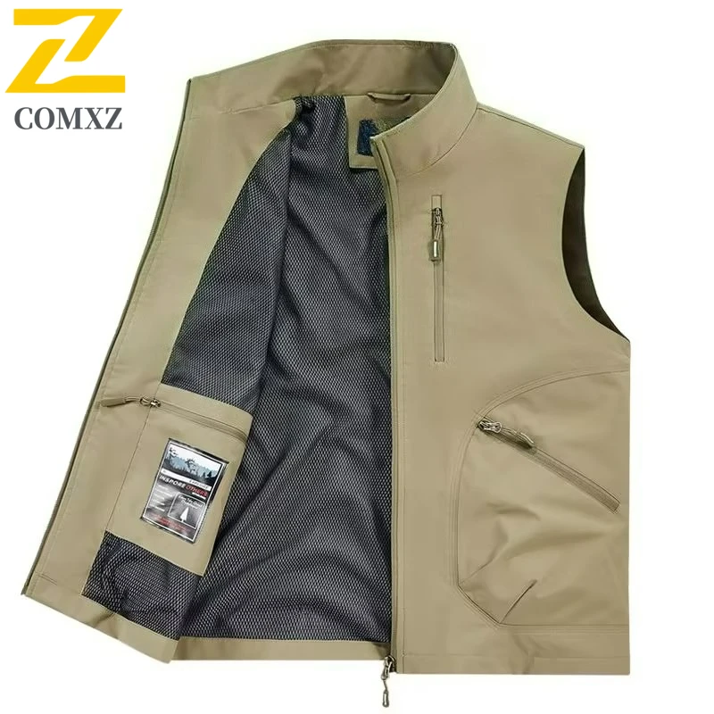 

New Workwear Vest Men's Autumn Plus Size Multi Pocket Waistcoat Sleeveless Lightweight Fishing Outdoor Sports Casual Waistcoat