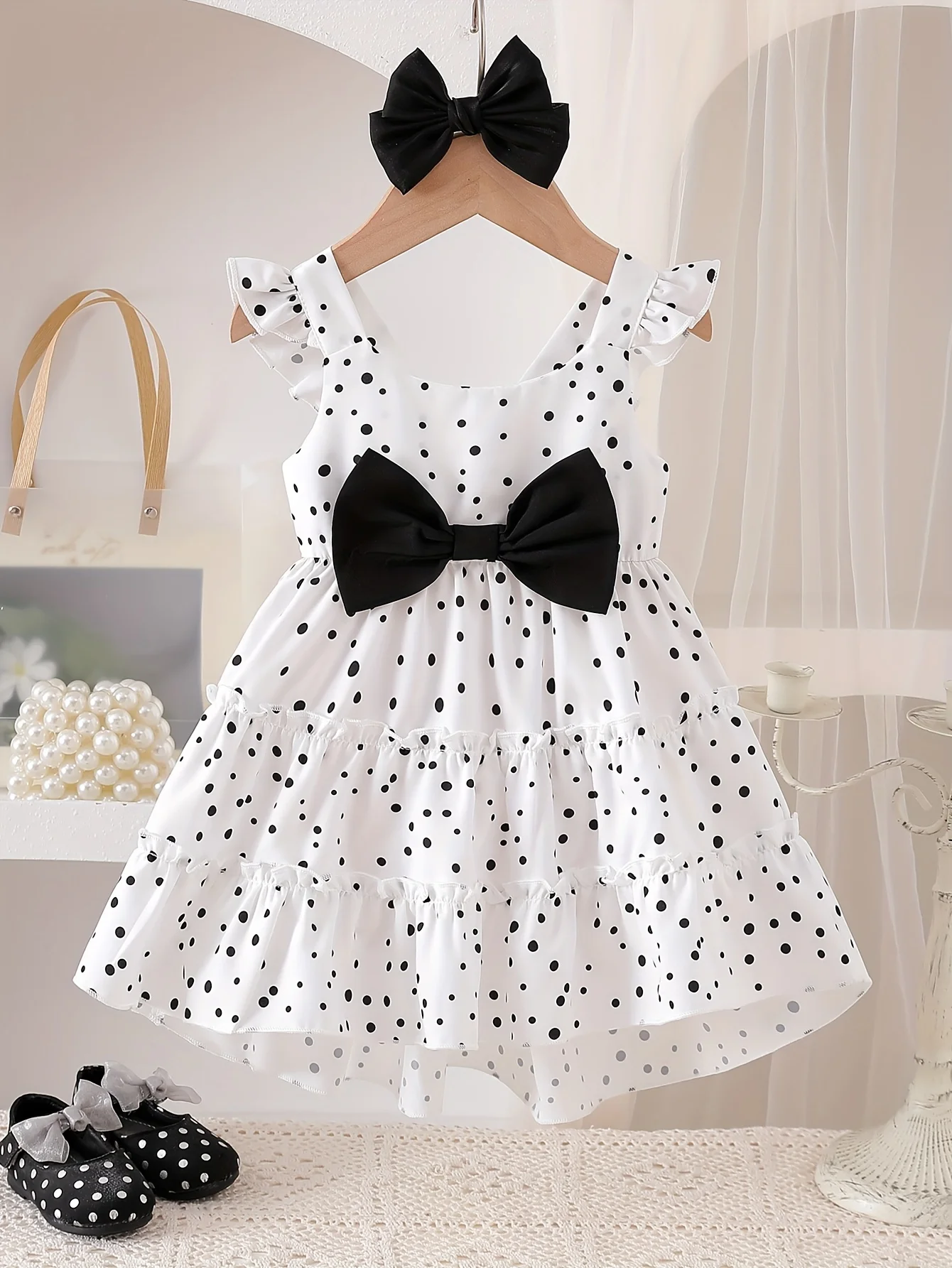 

Summer Baby Girl Bow Polka Dot Sweet Cute Camisole Dress Stylish Princess Dress Valentine/Birthday Gift