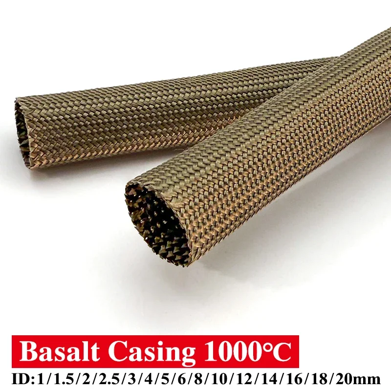Basalt Fiber Braided Sleeve Fireproof Flame Retardant Electrical Insulation Tube ID1mm~20mm  for Industrial Wiring Protection