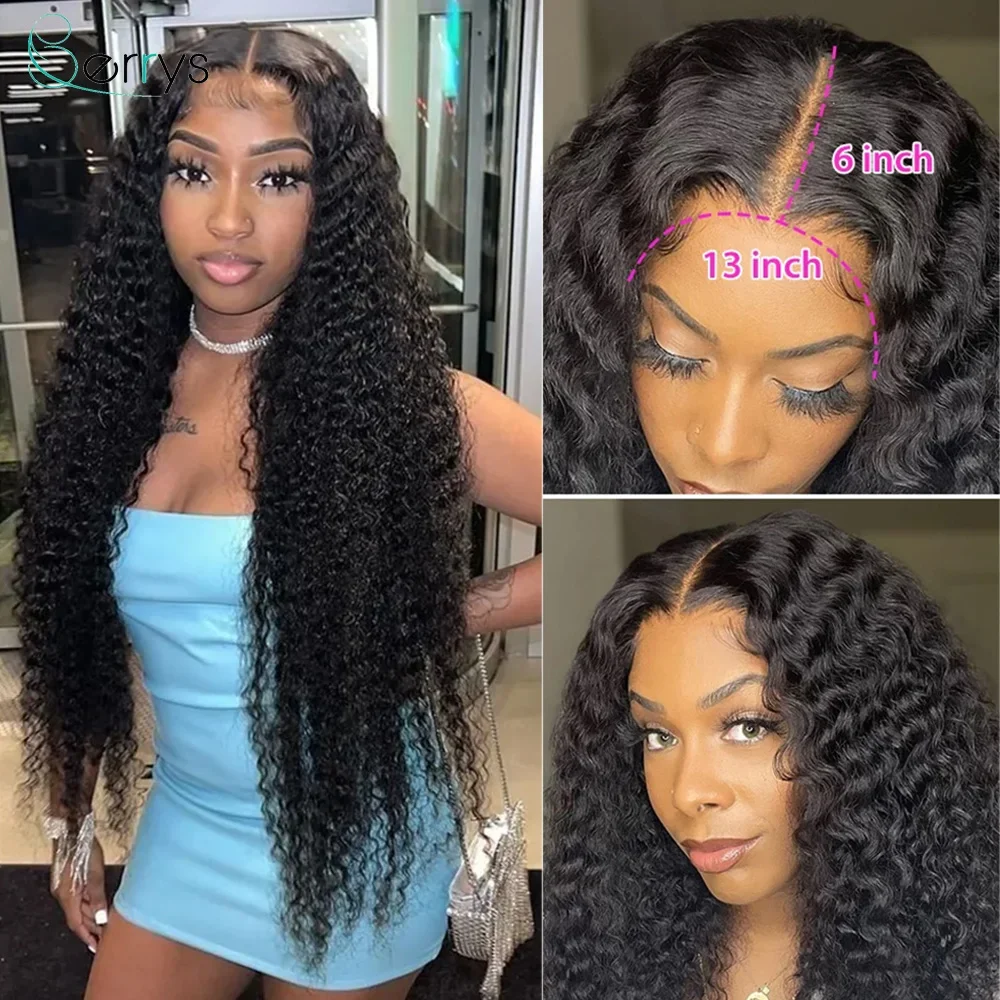 13x6 Lace Frontal Wigs 32 Inch Brazilian Pre Plucked 13x4 HD Lace Front Human Hair Wigs Curly 5x5 Lace Closure Wig For Women