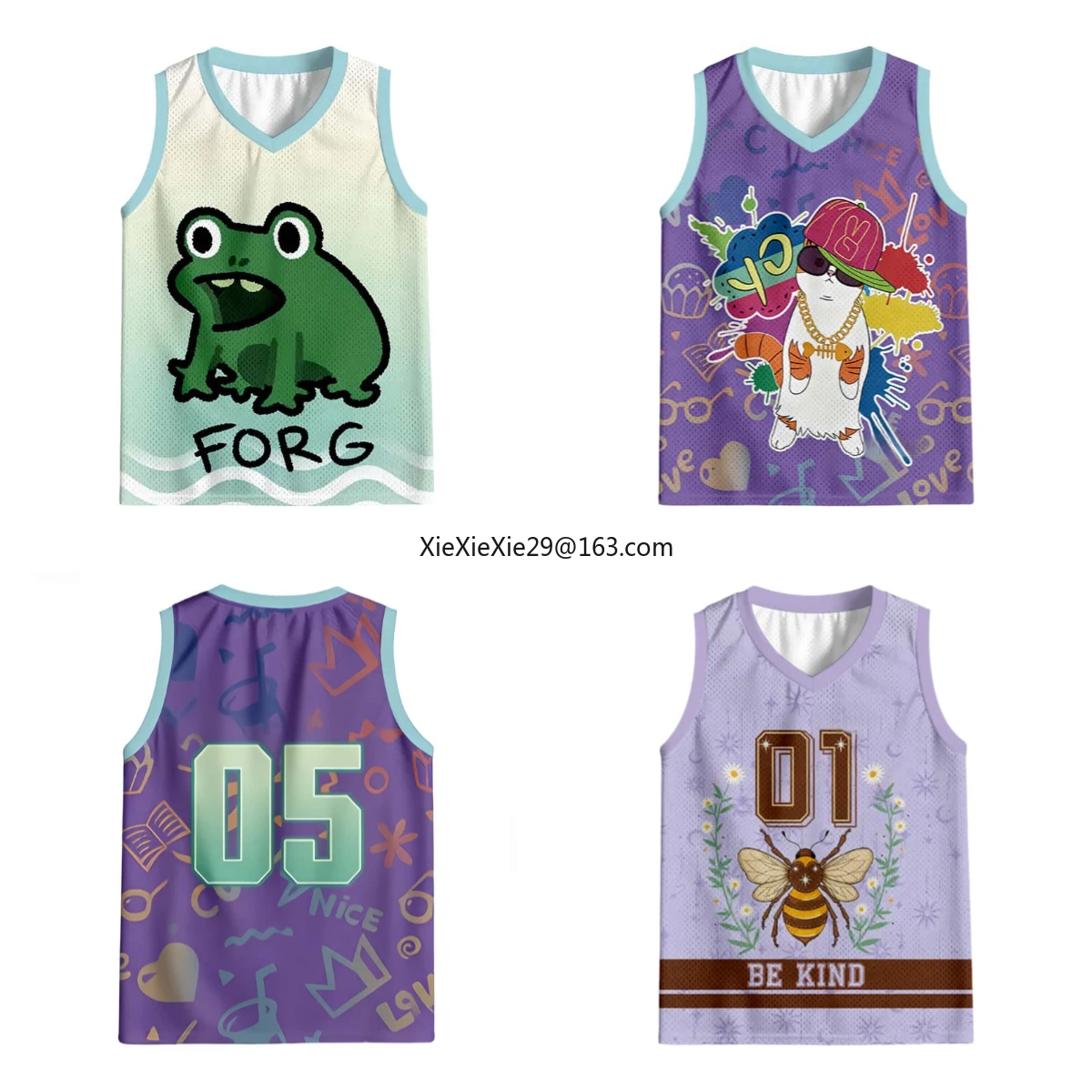 2026 Children's and Adult Couple's Summer Cyber Cute Pet Printed Jersey V-neck Jersey Style Unisex Personalized Basketball Vest