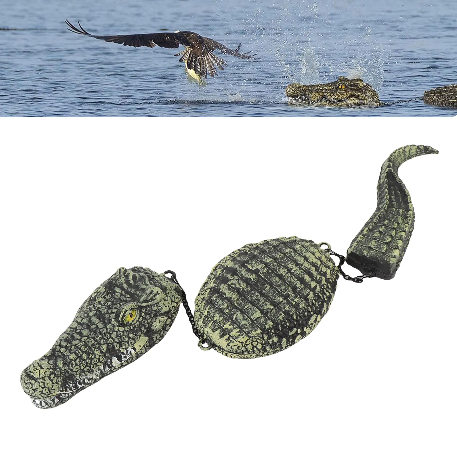 Artificial Alligator Decoy Plastic 3 Segment Simulated Floating Crocodile Sculpture for Garden Pool Decoration