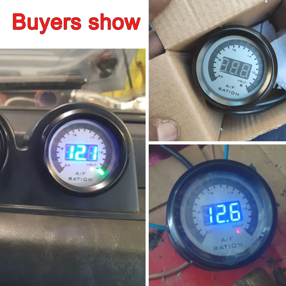 2'' 52MM 2 In 1 Digital Air Fuel Ratio Gauge With Voltage Warning Light O2 Oxygen AFR Car Gauge for 12V Vehicle Car Accessories
