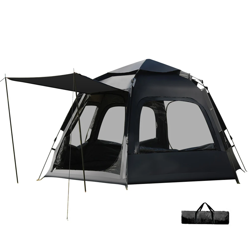 

Camping Tent Hexagonal Automatic Quick Open Tent 210D Oxford Fabric Portable Picnic Tent Outdoor Camping Supplies Black