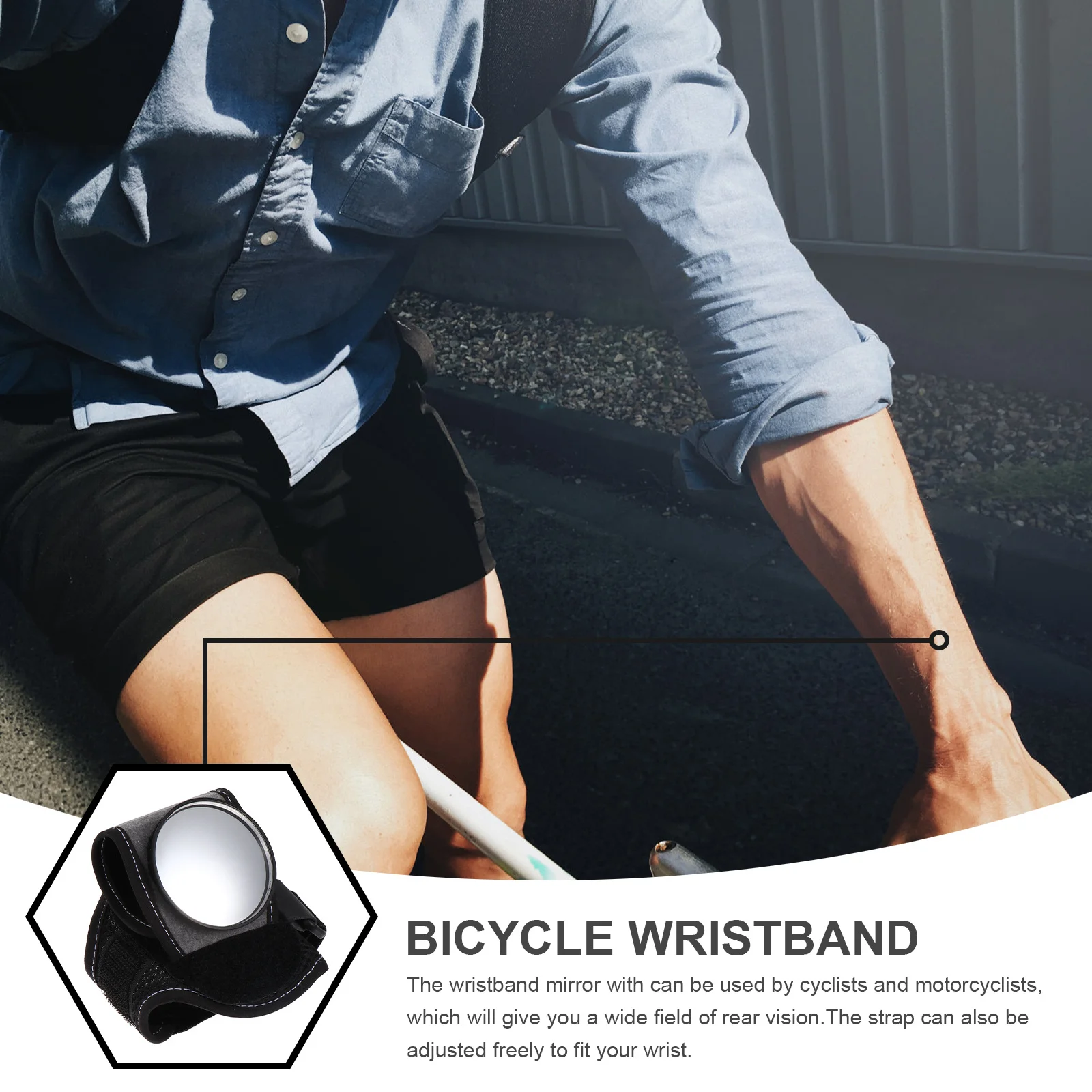 

Rearview Mirror Wristband 360 Degree Rotation Plastic Adjustable Strap for Cyclists Motorcyclists Safe Riding Viewfinder Rear