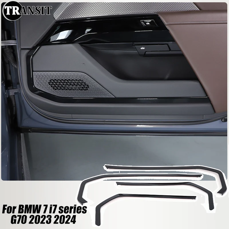 

For BMW 7 i7 series G70 2023 2024 Car Accessories ABS Gloss Black Interior Door Panel Decorate Cover Trim Sticker