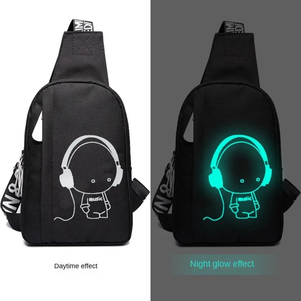 

Glow Men's Chest Bag Waterproof Large Capacity Nylon Crossbody Bag Multifunctional Commuting Cycling Shoulder Bag Running