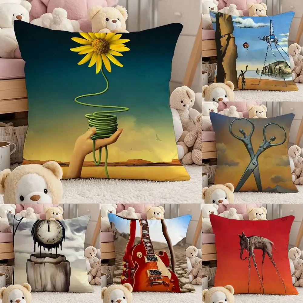 

Salvador Dali Pillow Case Comfort Sofa Bed Silky Elegant Invisible Zipper Custom Decorative Cushion Cover
