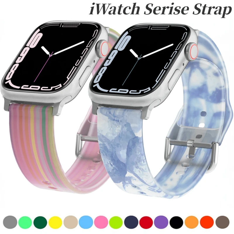 

Color Silicone Strap For Apple watch 7 45mm 41mm Smart Watch Replacement Wristband For iwatch 6 5 4 3 2 SE 44mm 42mm 40mm 38mm