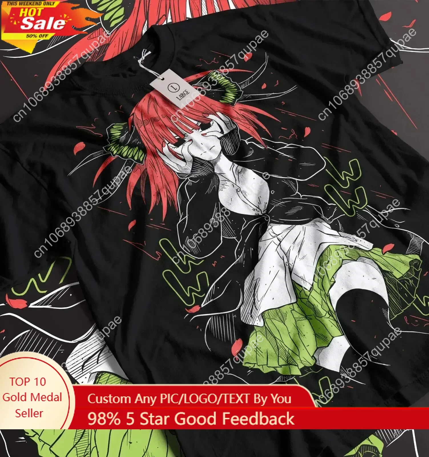 

Nino Nakano, 5-toubun no Hanayome,new Anime new Unisex T-Shirt ALL SIZES