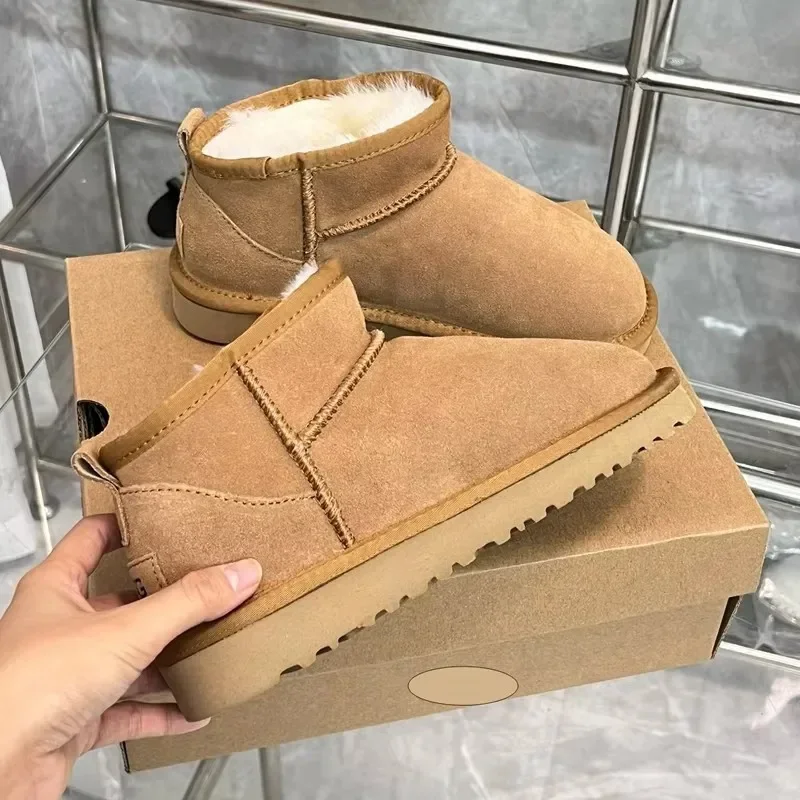New 2026 Women Winter Ultra Mini Boot Designer Platform Boots for Warm Leather Ankle Fur Slippers Luxury Boots 35-44