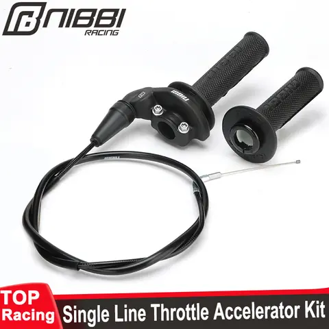 NIBBI Motorcycle 7/8" 22mm Lock-on Handle Grips Throttle Line Accelerator Set For KTM EXC Husqvarna TE 250/300 Motocross