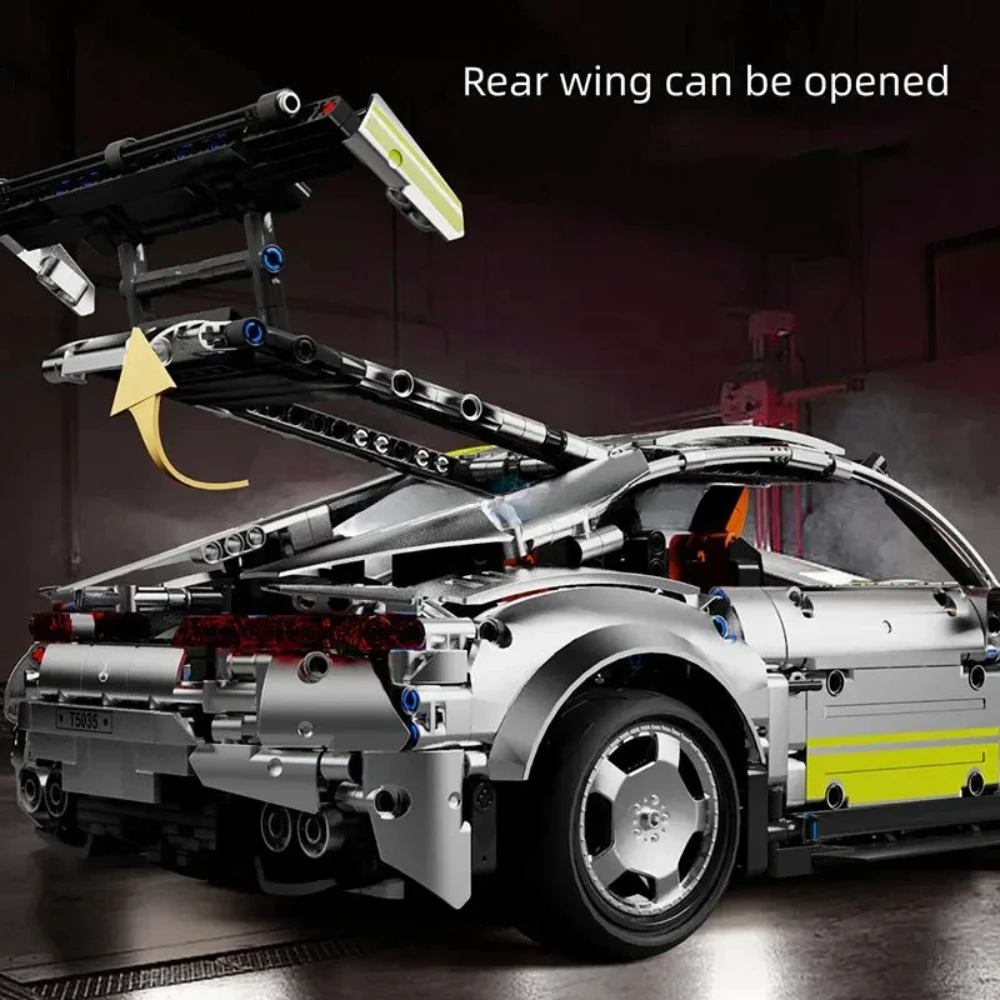 فضي رمادي تقني MOC مُعاد تركيبها للتحكم عن بعد سباق السيارات الرياضية نموذج اللبنات غاضب مركبة الطوب لعبة هدية للأولاد #5