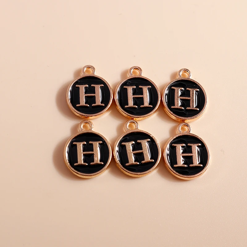 20 Stück 12x15mm Niedliche Schwarze Emaille A-Z 26 Alphabet-Buchstaben Anhänger für Schmuckherstellung Ohrringe Halsketten DIY Bastelzubehör – Detail 10