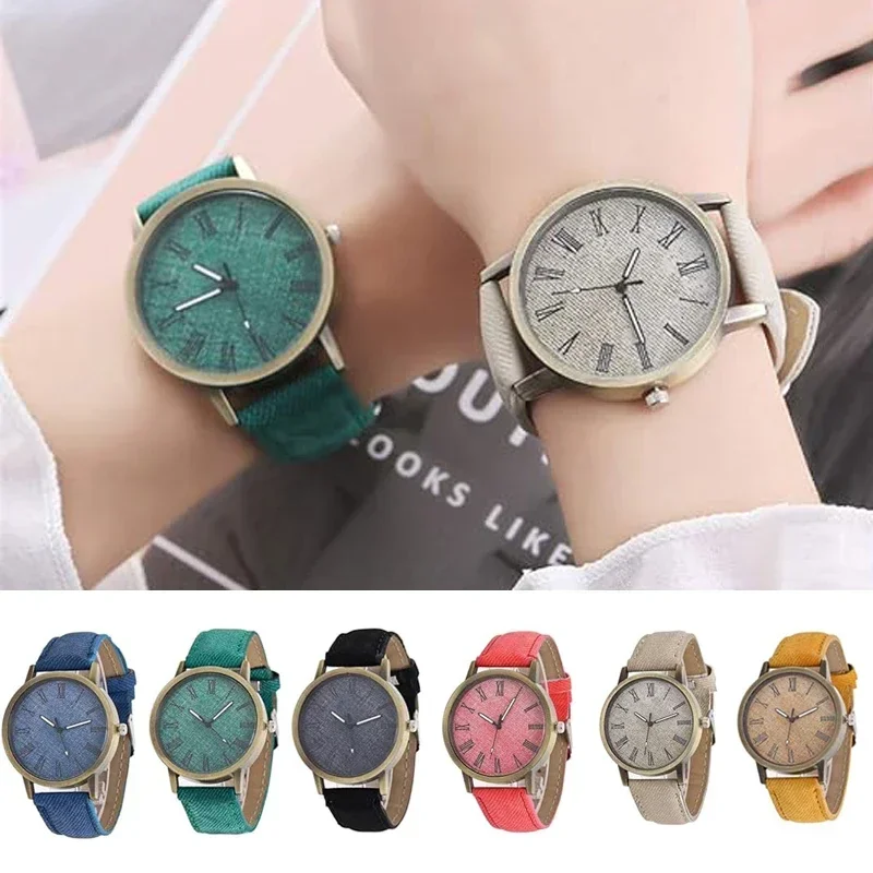 Neue Mode Männer Casual Quarzuhr Frauen Jean Stoff Lederband Kleid Uhren Relogio Feminino Damen Armbanduhr Hot Clock
