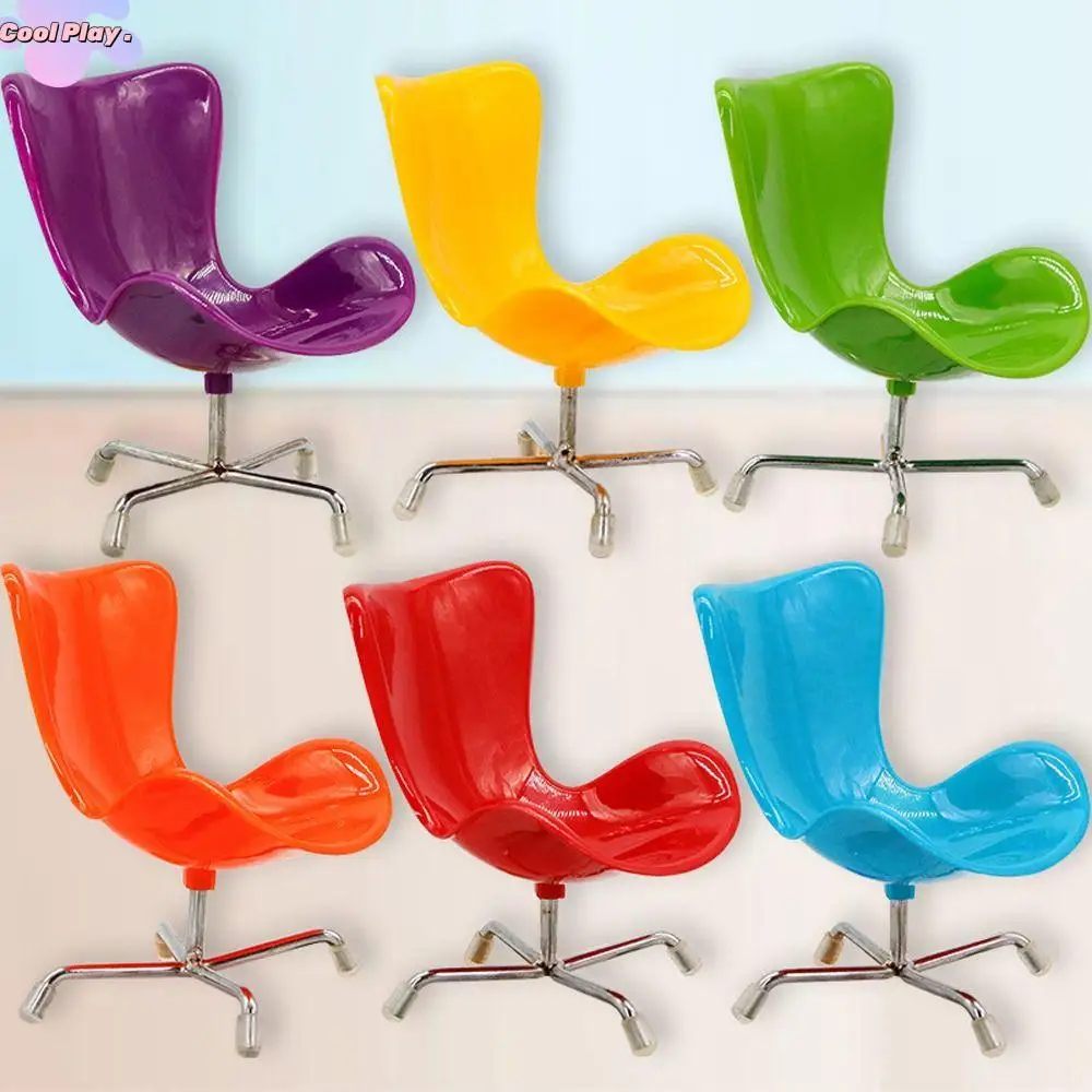 

Miniature Furniture Dollhouse Chairs Simulation Leisure Chair Mini Chair 1/6 Scale Highchair Plastic Egg Chair Children Toy