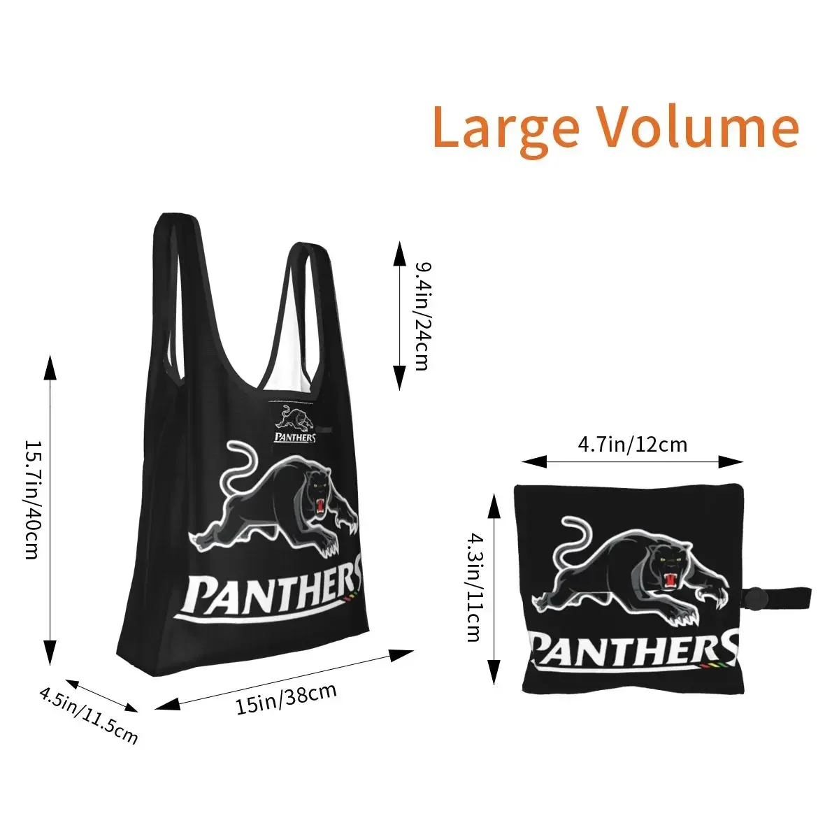 Panthers-Penrit Shopping Bag Portable Tote Bags Foldable Shoulder Shopper Bag Grocery Handbag