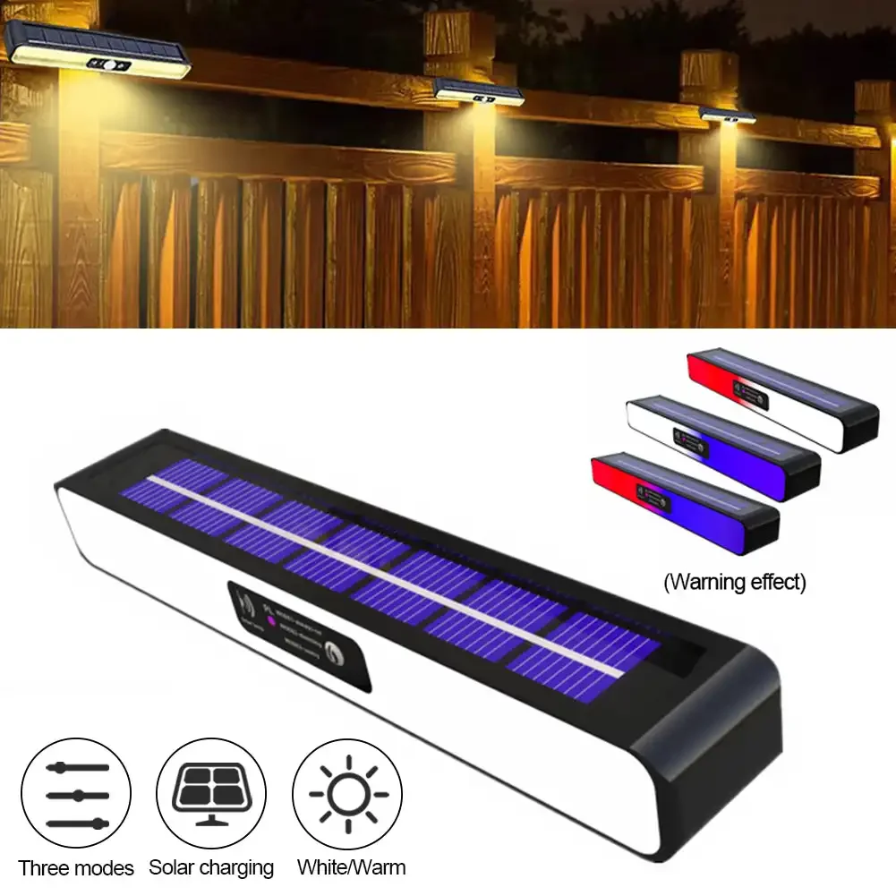 LED Solar Dynamic Lights Emergency Warning Red Blue Light for Night Road Construction Waterproof Camping Lamp Garden Night Light