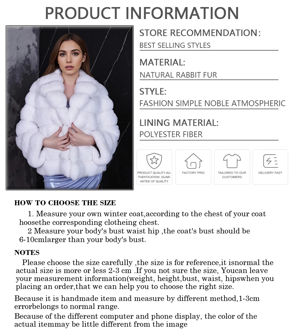 معطف فرو أرنب ريكس حقيقي أبيض مع ياقة قصيرة شينشيلا ملونة سترة فروي سترة نسائية عالية الجودة من الفرو الطبيعي