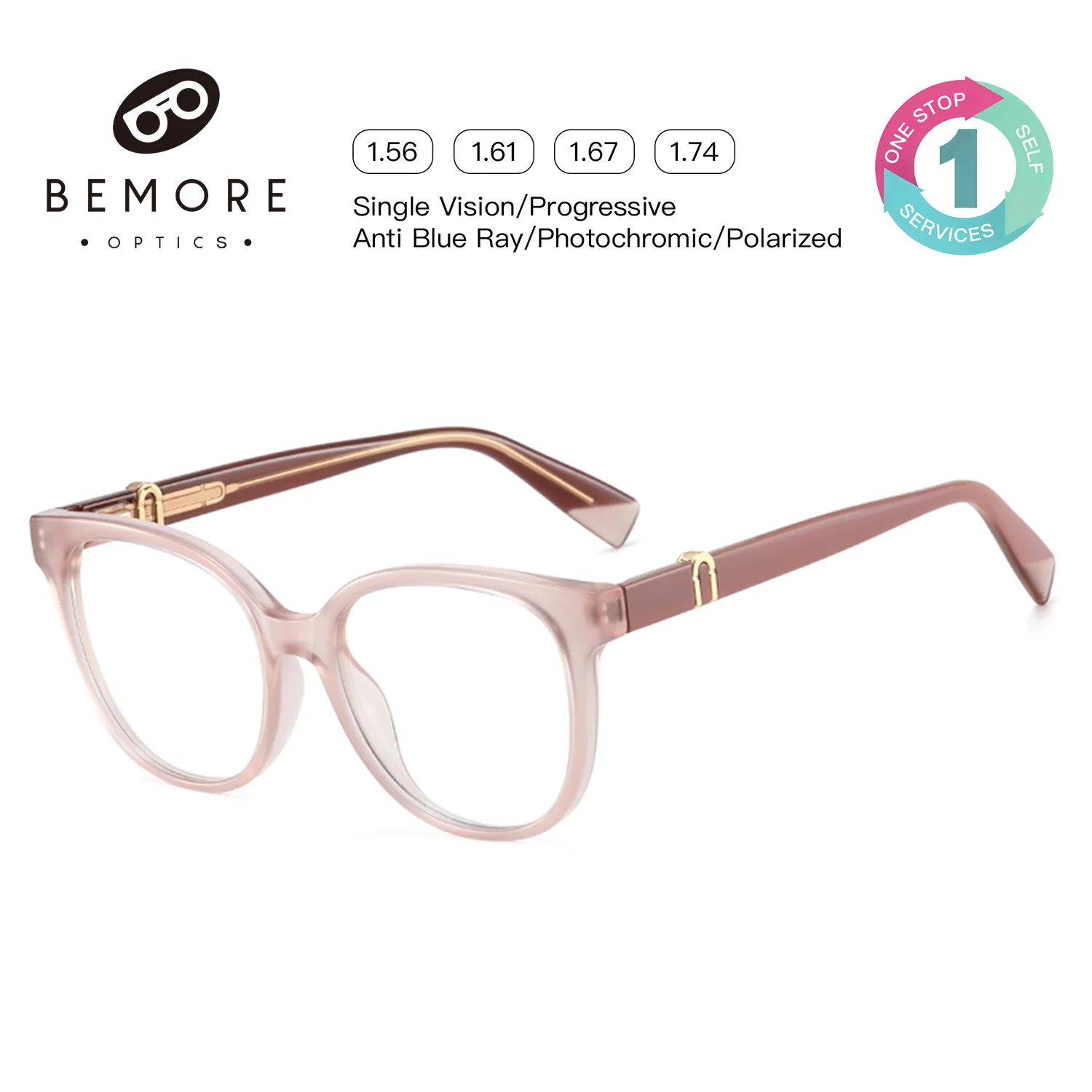 BEMORE Butterfly Anti-Blue Light Woman Reading Computer Eyewear Myopia Farsightedness Custom Eyeglasses by Medical Recipe