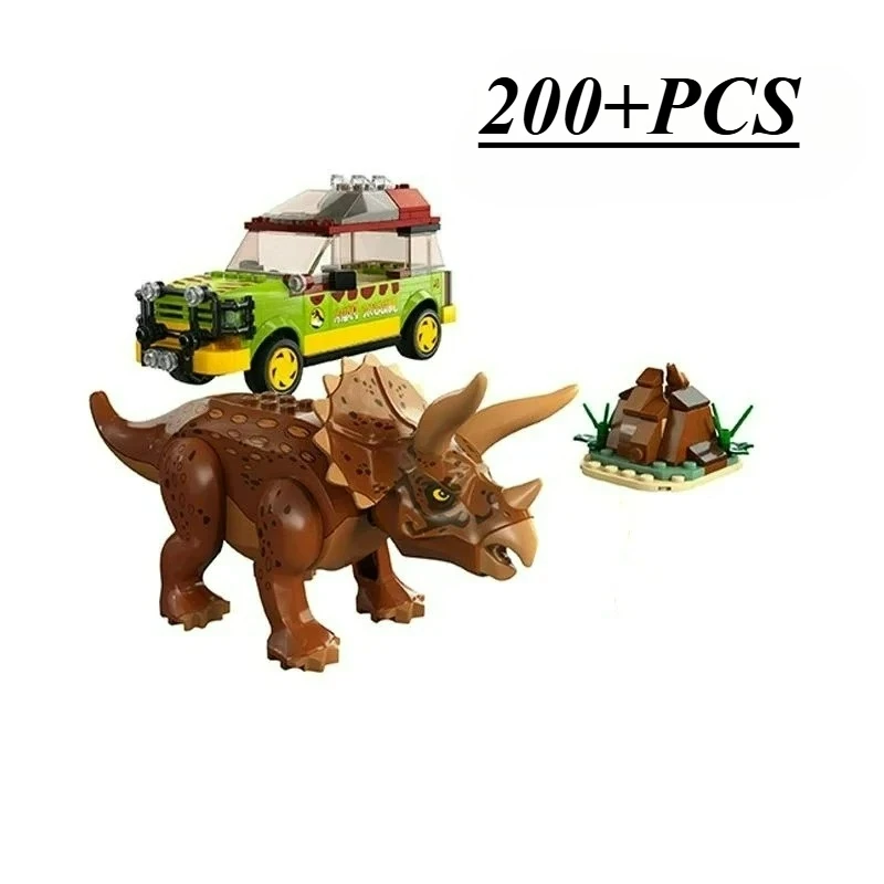 Jurassiced dinossauro mundo parque compatível 76959 pesquisa triceratops modelo blocos de construção tijolos moc brinquedos crianças presentes