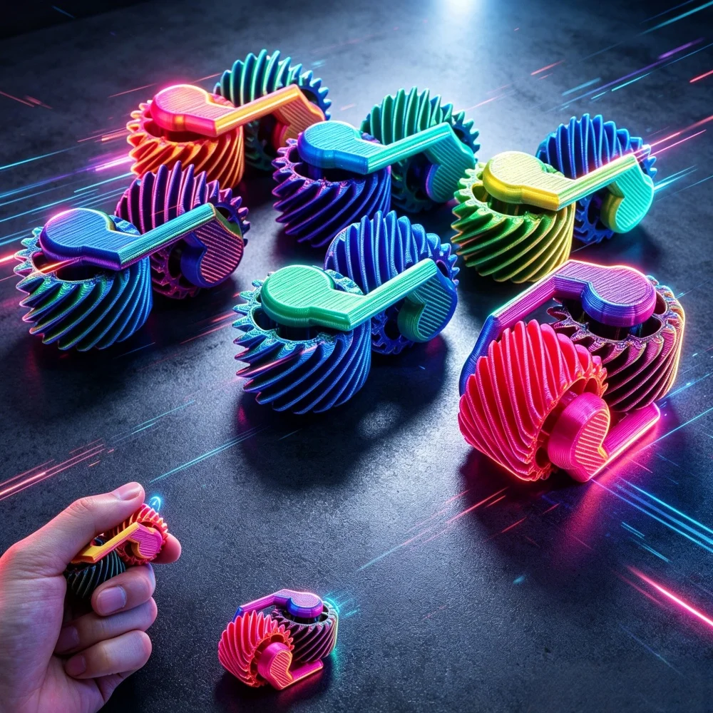 3D-Gedruckter Farbverlauf-Zahnrad-Fidget-Spinner, Sanft Rotierendes EDC Taschen-Stressabbau-Spielzeug, Anti-Angst-Fingerspielzeug für Erwachsene