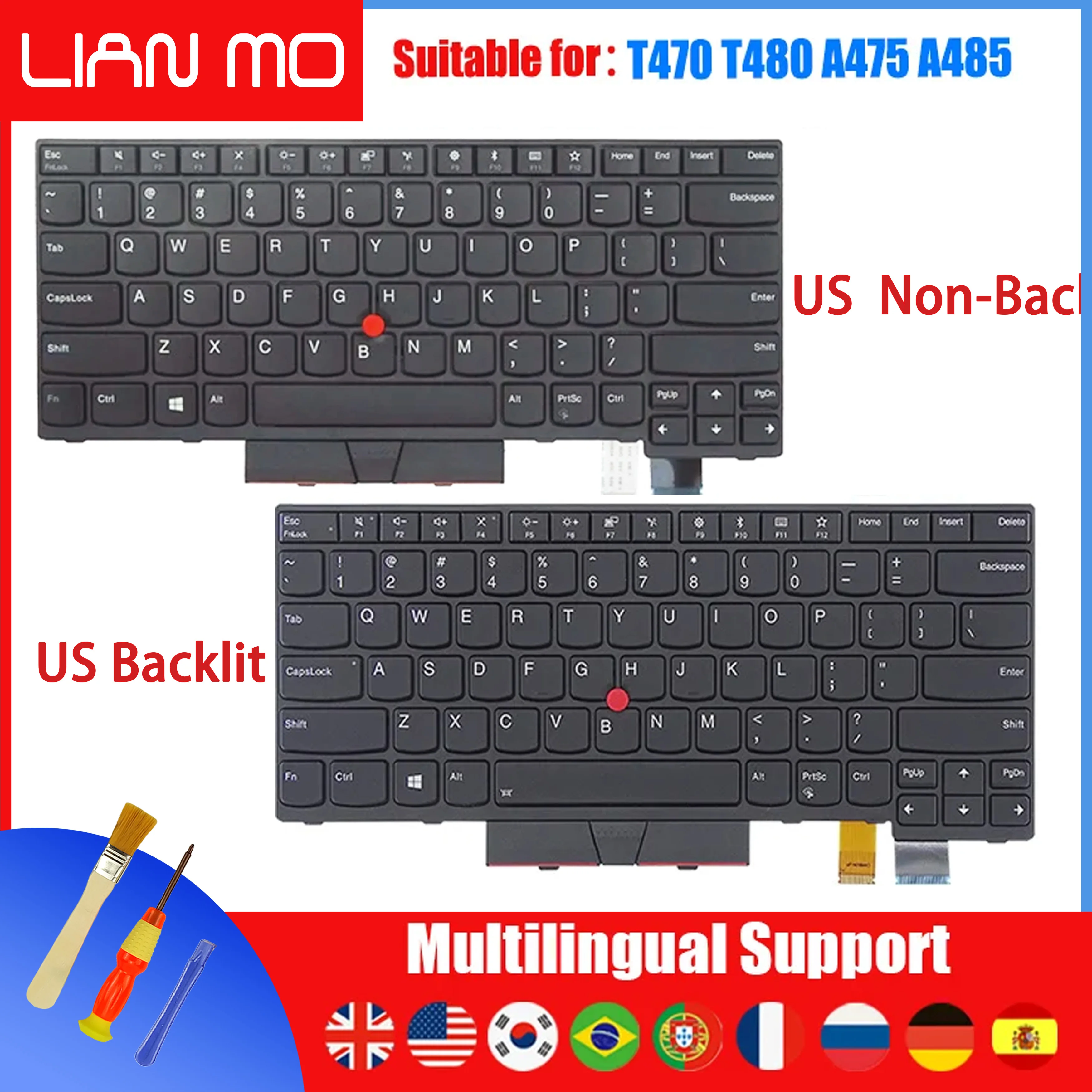 

US keyboard for Lenovo ThinkPad A475 A485 T470 T480 01HX459 01AX364