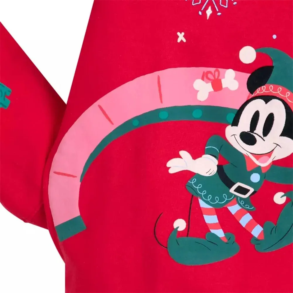 Girls Women Mickey Mouse Friends Holiday Pullover Kids Boys Hoodie Adults Top Casual Clothes Teenager New Year Red Sweatshirts