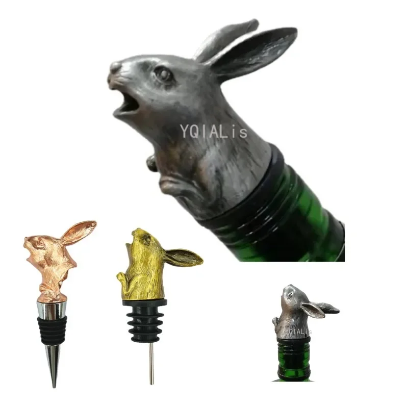 Creative Unique Rabbit Head Crafts Wine Mouth Zinc Alloy Pour Spouts Bottle Stopper Bar Tool Cute Exquisite Decorations Gift