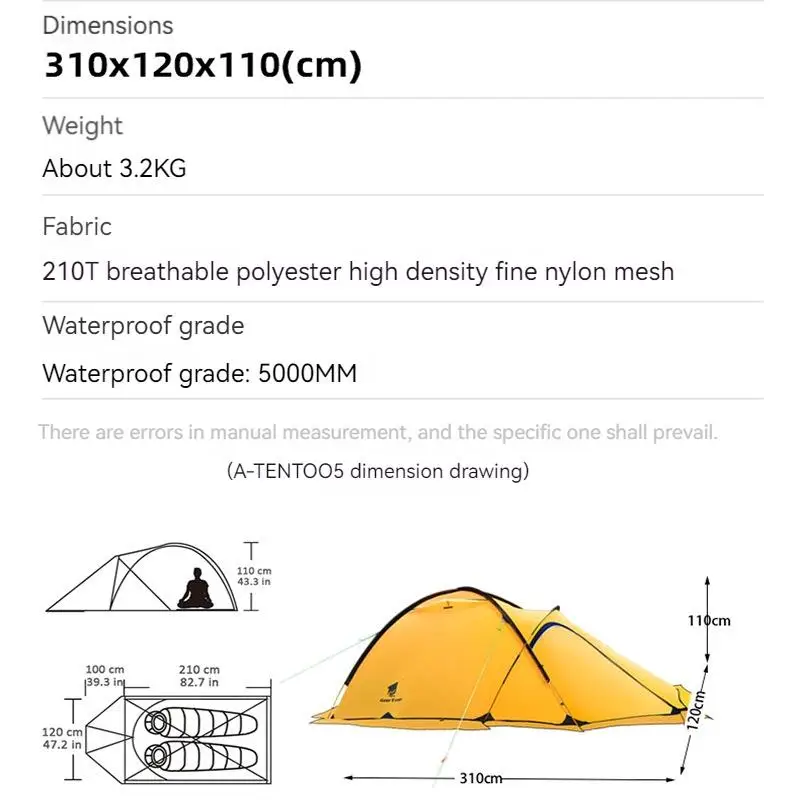 Lightweight Camping Supplies For 2people Hiking Tents Universal Rainproof Windproof UV Resistant Double Layer Tents For Outdoor