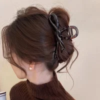 13cm Acrylic Ribbon Bow Hair Claw Glossy Crab Hair Clip Shark Ponytail Holder Barrettes Headwear for Women Hair Accessories 5
