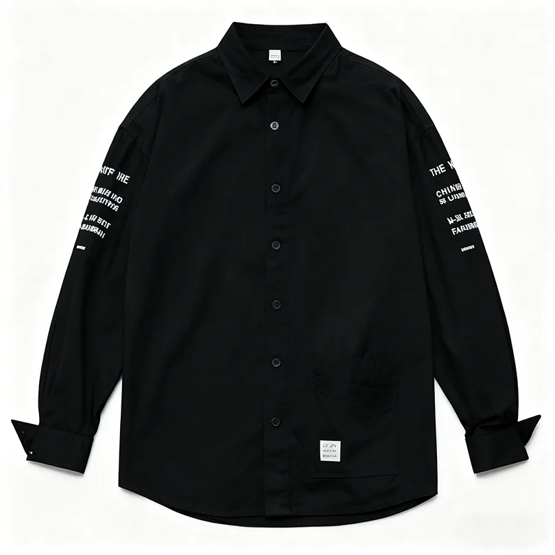 

Spring Shirt Men Cargo Long Sleeve Oversized Letter Men's Shirt Casual Korean Clothing Harajuku Male Streetwear 2026 Z1