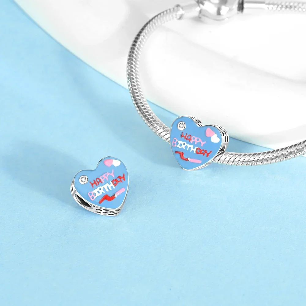 New 925 Sterling Silver Colorful Infinite Heart Flower Charms Fit Original Pendant Bracelet Necklace DIY Ladies Fine Jewelry