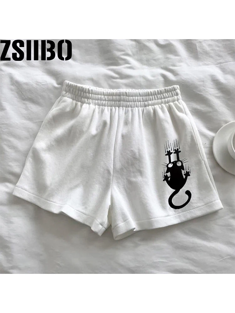 Summer Casual y2k Shorts Streetwear Loose Wide Leg Shorts beach party hanbok size high waist letter Elastic waist casual cute