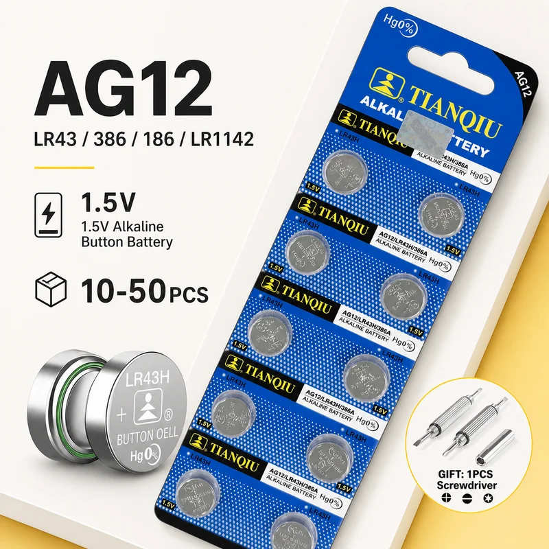 Button Cell Battery LR43 AG12 L1142 301 386 1.5V Replacement for Watch Remote Control, Coin Cell Battery Pack