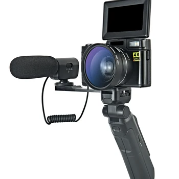 186super 4K Vlog Digital Video Camera with 3.0&#x27;&#x27; Color Screen and Tripod Interchangeable Lens Camera