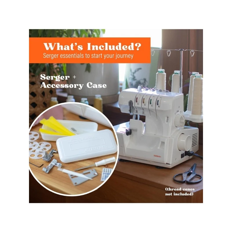 Sewing Machine by  Portable Stitching Machine Easy to Follow 4/3/2 Serger Thread with Differential Feed  Sewing Accessory