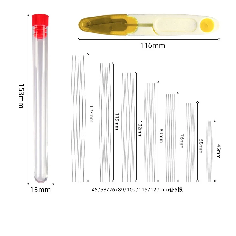 Beading Needles Set with Central Opening Curved Steel Needles For Bead Straight Beaded Needle Sewing Accessories