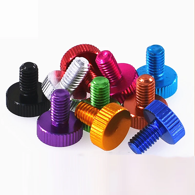 4pcs Colored Aluminum Alloy Large Flat Head Flat Head Hand Twisted Bolt With Rolling Pattern Adjustable Screw