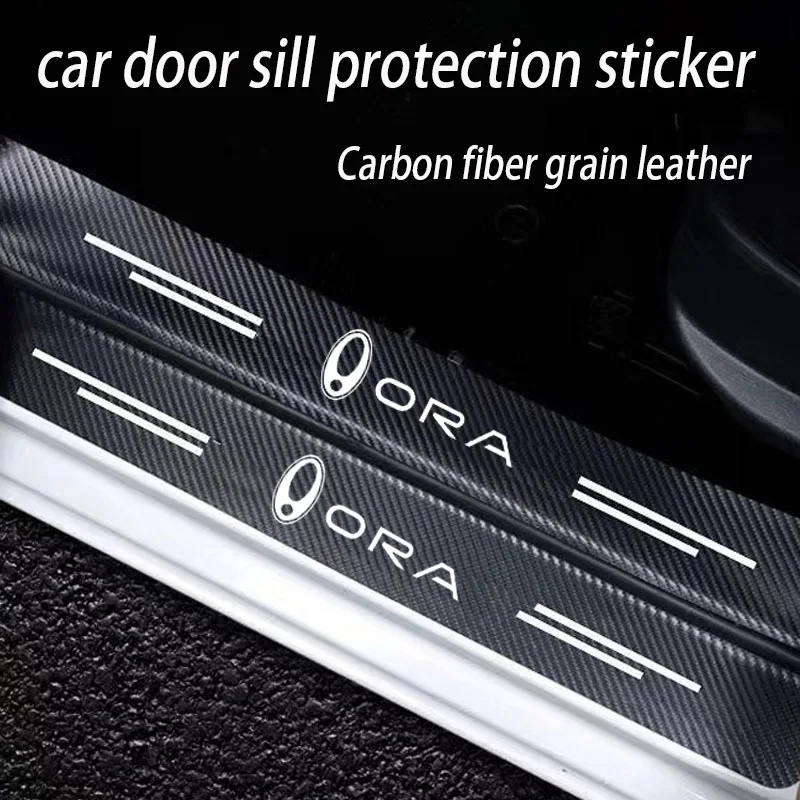 Car Carbon Door Sill Plate Protector Stickers For Great Wall Ora Good Cat GT Ballet Ca tWhite Cat IQ Flash Cat Black Accessories