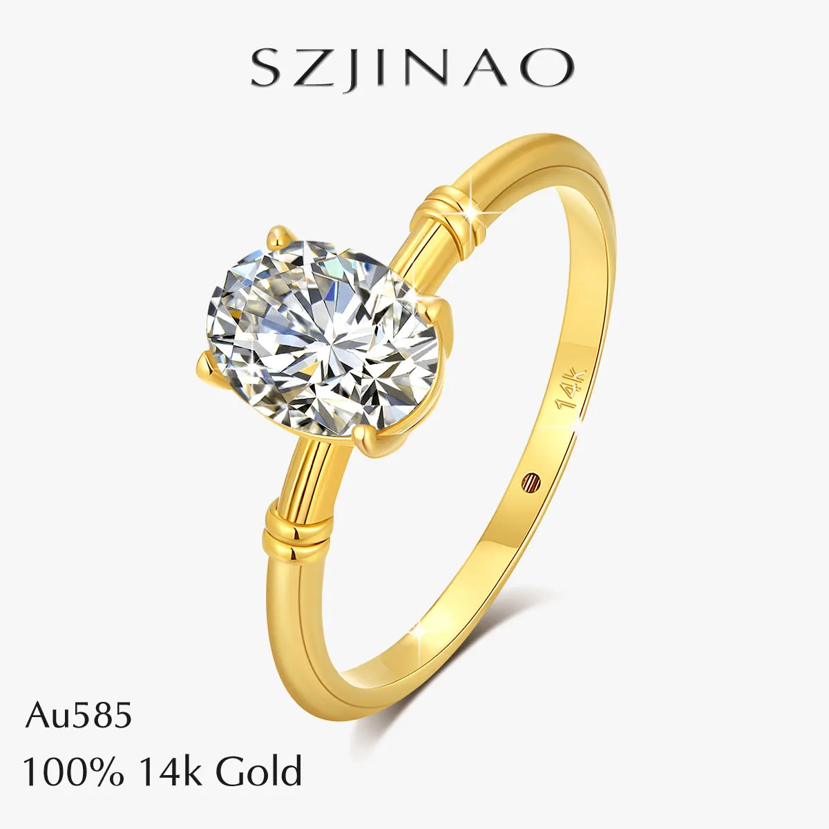 

6*8MM Oval Cut Moissanite Diamond Rings Genuine 14K Gold With k-gold Certificate Anniversary Wedding Fine Jewelry for Women