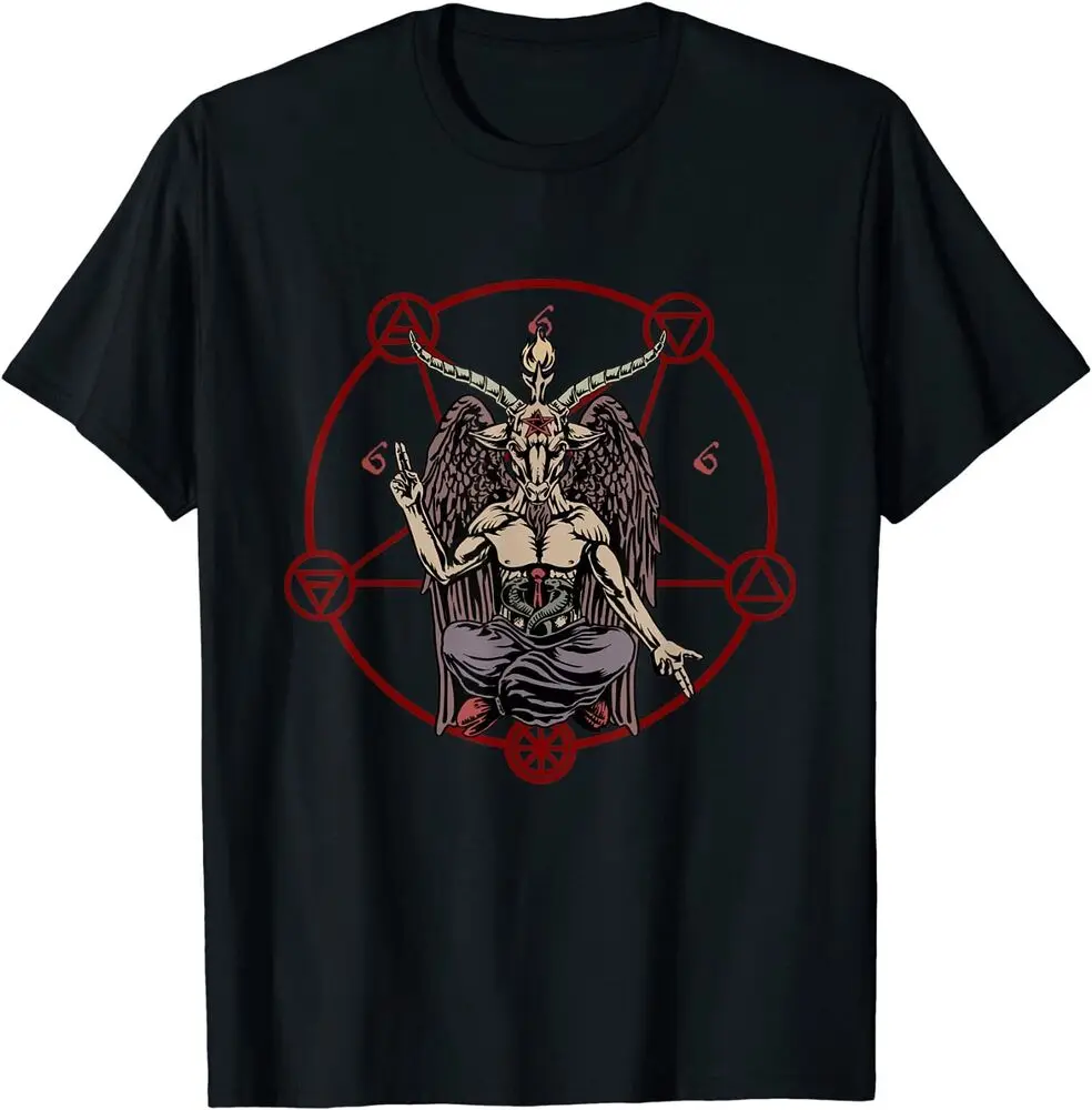 Satanic Pentagram 666 Baphomet Ritual Goth T-Shirt  Tees High Quality 100%Cotton Short Sleeve