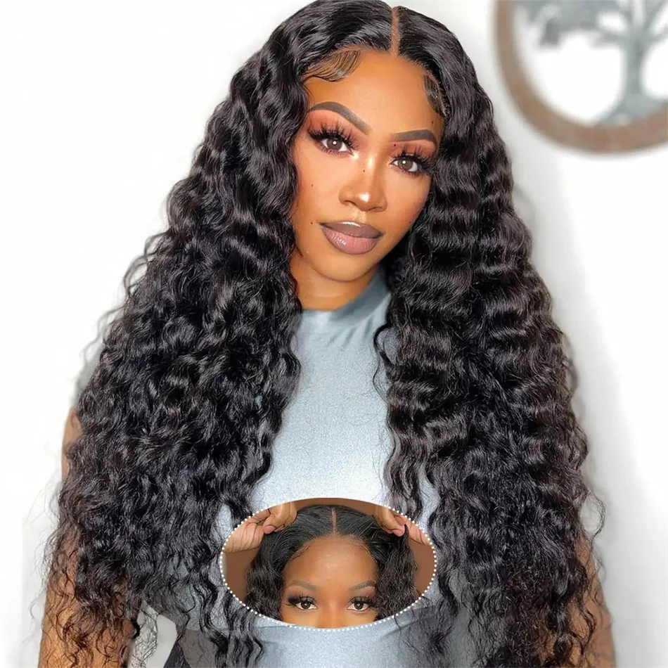 

Wear And Go Glueless 4x6 5x5 Lace Closure Wig Deep Wave 13x4 Lace Frontal Wig Pre Plucked Hairline Pre Cut Curly Human Hair Wigs