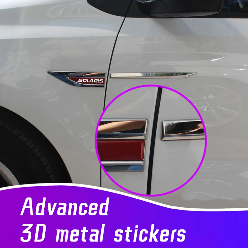 Per Hyundai SOLARIS 2019 2017 2012 car Side Leaf Plate decorazione paillettes Leaf Board Side Label esterno 3D Metal Sticker