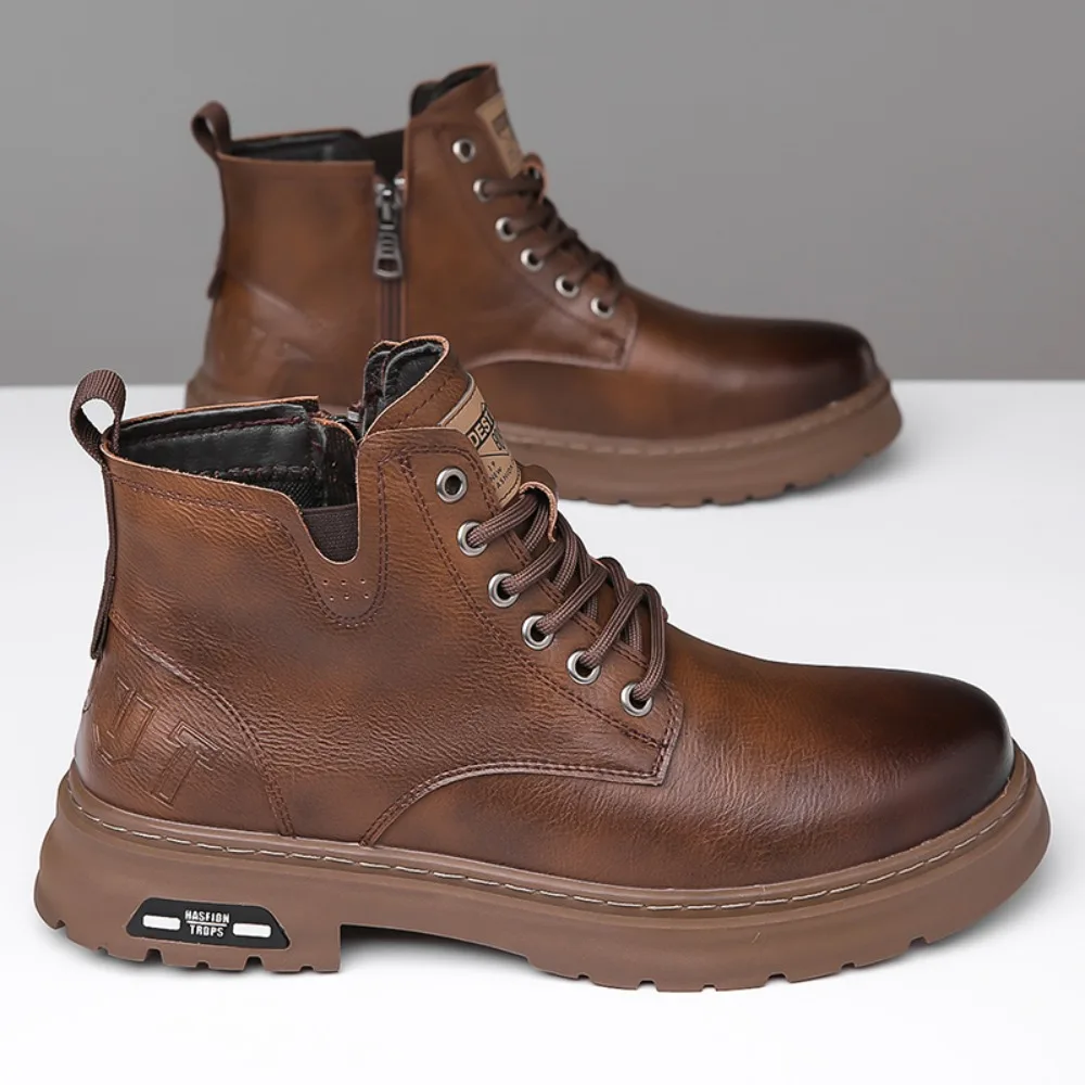 

2025 Fashion Leather Waterproof Men Safety Work Boots Steel Toe Anti-smash Stab-resistant Indestructible Male Sneakers Shoes